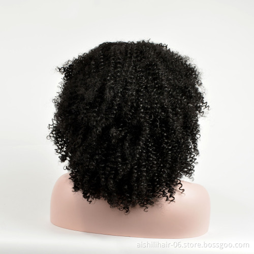 Aishili high quality medium kinky afro curly deep wave hair synthetic wigs for black women